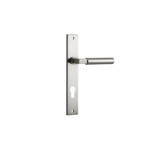 IVER Berlin Door Lever Handle On Rectangular Backplate | Entrance Lever Set Only | 7 Finishes - Satin Nickel