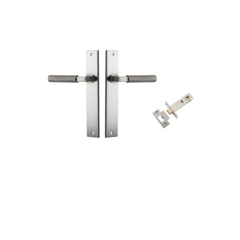 IVER Brunswick Door Lever Handle On Rectangular Backplate | Passage Kit | 6 Finishes - Satin Nickel