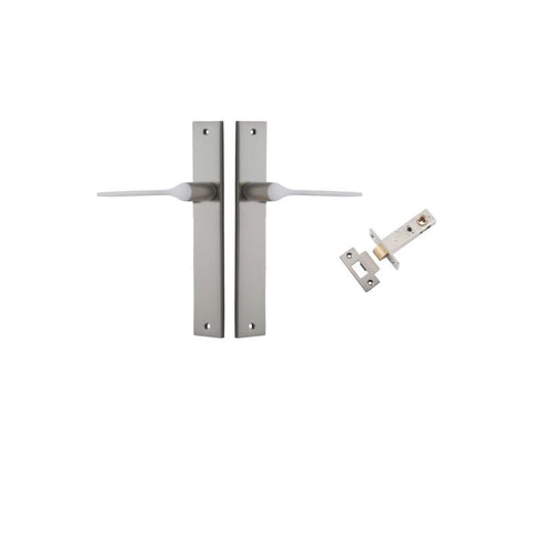 IVER Como Door Lever Handle On Rectangular Backplate | Passage Kit | 7 Finishes - Satin Nickel