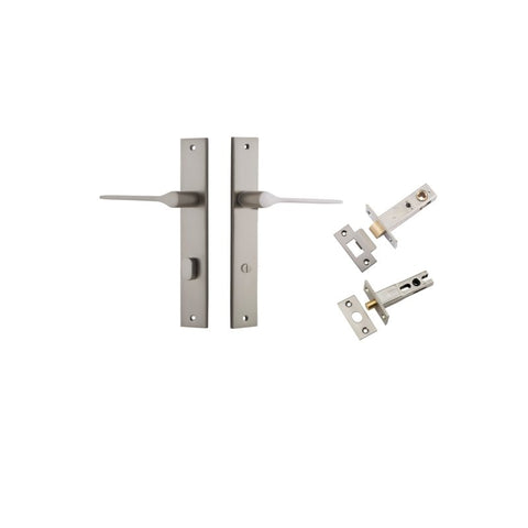 IVER Como Door Lever Handle On Rectangular Backplate | Separate Privacy Kit | 7 Finishes - Satin Nickel