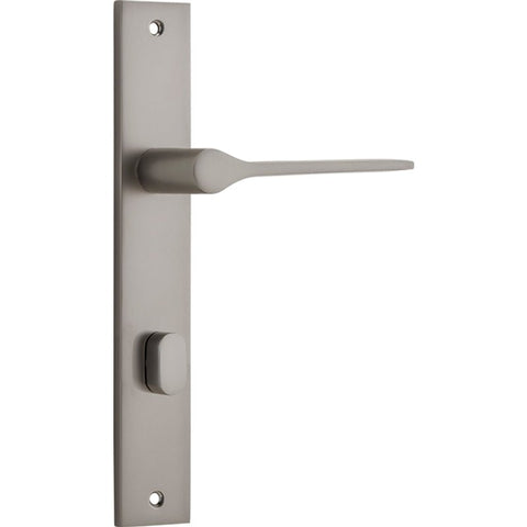 IVER Como Door Lever Handle On Rectangular Backplate | Privacy Lever Set Only | 7 Finishes - Satin Nickel