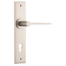 IVER Como Door Lever Handle On Chamfered Backplate | Entrance Lever Set Only | 7 Finishes - Satin Nickel