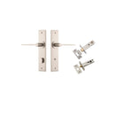IVER Como Door Lever Handle On Chamfered Backplate | Separate Privacy Kit | 7 Finishes - Satin Nickel