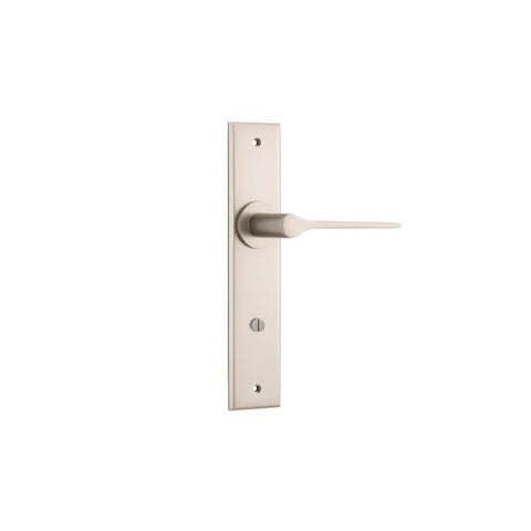 IVER Como Door Lever Handle On Chamfered Backplate | Privacy Lever Set Only | 7 Finishes - Satin Nickel