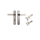 Iver Bronte Solid Brass Door Lever on Oval Backplate | Separate Privacy Kit | 7 Finishes - Satin Nickel