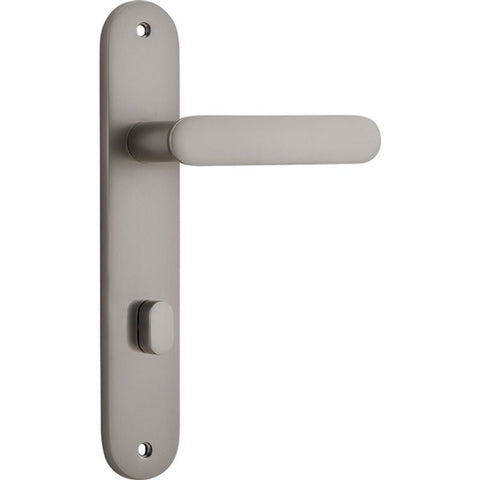 Iver Bronte Solid Brass Door Lever on Oval Backplate | Privacy Lever Set Only | 7 Finishes - Satin Nickel
