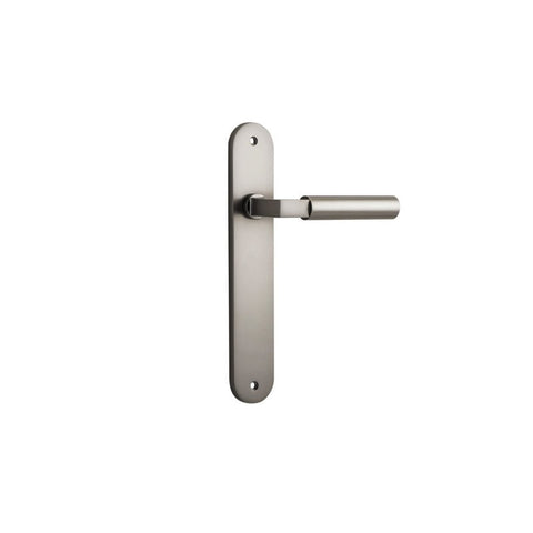 Iver Berlin Solid Brass Door Lever on Oval Backplate | Passage Lever Set Only | 7 Finishes - Satin Nickel