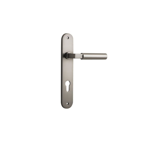 Iver Berlin Solid Brass Door Lever on Oval Backplate | Entrance Lever Set Only | 7 Finishes - Satin Nickel