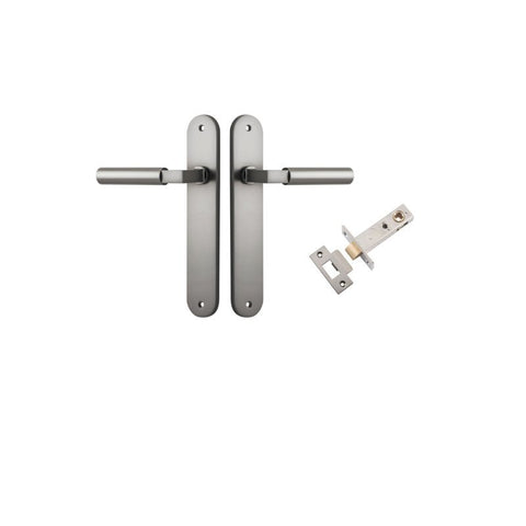 Iver Berlin Solid Brass Door Lever on Oval Backplate | Passage Kit | 7 Finishes - Satin Nickel