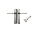 Iver Berlin Solid Brass Door Lever on Oval Backplate | Passage Kit | 7 Finishes - Satin Nickel