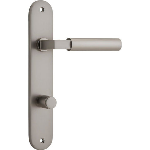 Iver Berlin Solid Brass Door Lever on Oval Backplate | Privacy Lever Set Only | 7 Finishes - Satin Nickel