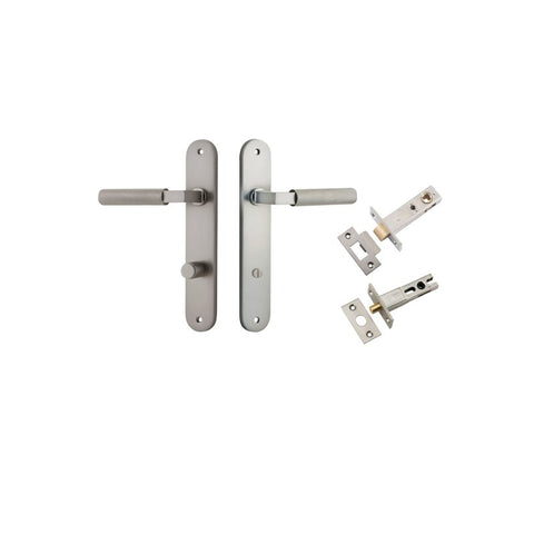 Iver Brunswick Solid Brass Door Lever on Oval Backplate | Separate Privacy Kit | 6 Finishes - Satin Nickel