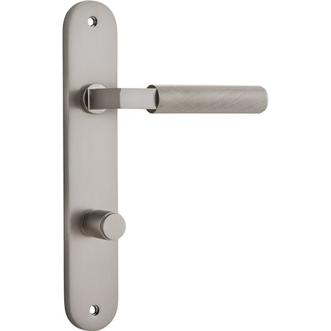 Iver Brunswick Solid Brass Door Lever on Oval Backplate | Privacy Lever Set Only | 6 Finishes - Satin Nickel