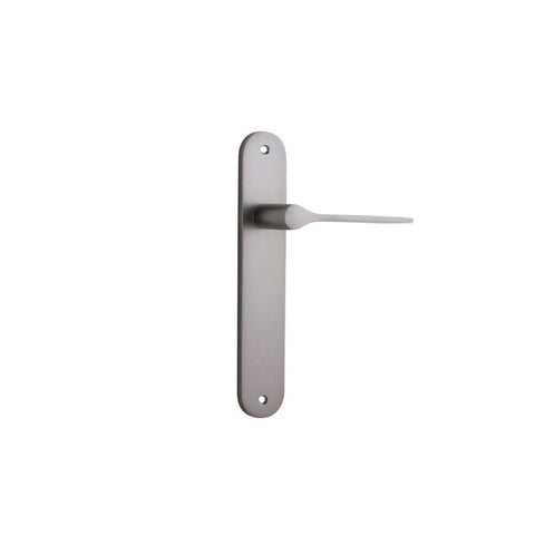IVER Como Door Lever Handle On Oval Backplate | Passage Lever Set Only | 7 Finishes - Satin Nickel