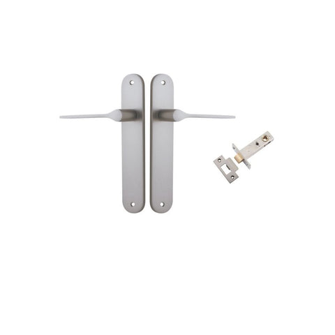 IVER Como Door Lever Handle On Oval Backplate | Passage Kit | 7 Finishes - Satin Nickel