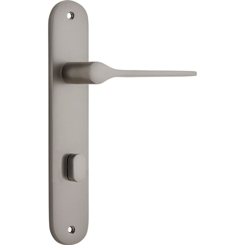 IVER Como Door Lever Handle On Oval Backplate | Privacy Lever Set Only | 7 Finishes - Satin Nickel