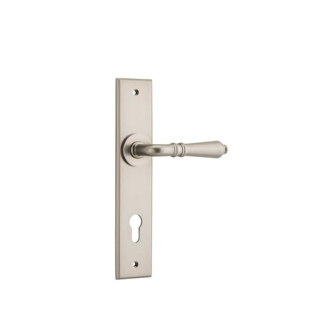 IVER Sarlat Door Lever Handle On Chamfered Backplate | Entrance Lever Set Only | 10 Finishes - Satin Nickel