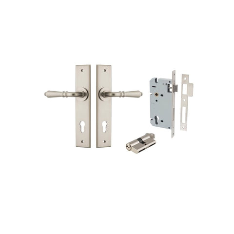 Iver Sarlat Door Lever Handle On Chamfered Backplate - primehardware