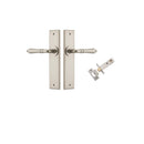 IVER Sarlat Door Lever Handle On Chamfered Backplate | Passage Kit | 10 Finishes - Satin Nickel