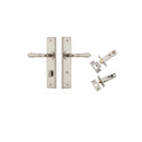 IVER Sarlat Door Lever Handle On Chamfered Backplate | Separate Privacy Kit | 10 Finishes - Satin Nickel
