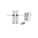 Iver Baltimore Door Lever Handle on Chamfered Backplate | Entrance Kit (Key/Key) | 7 Finishes - Satin Nickel