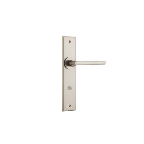 Iver Baltimore Door Lever Handle on Chamfered Backplate | Privacy Lever Set Only | 7 Finishes - Satin Nickel