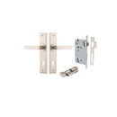 IVER Bronte Door Lever Handle On Chamfered Backplate | Entrance Kit (Key/Thumb) | 7 Finishes - Satin Nickel