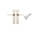 IVER Bronte Door Lever Handle On Chamfered Backplate | Passage Kit | 7 Finishes - Satin Nickel