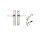 IVER Bronte Door Lever Handle On Chamfered Backplate | Separate Privacy Kit | 7 Finishes - Satin Nickel
