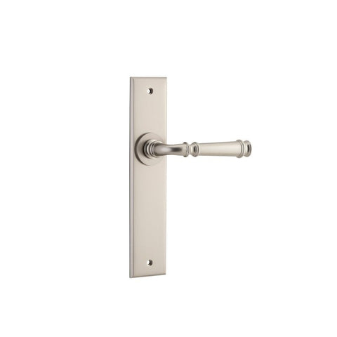 IVER Verona Door Lever Handle On Chamfered Backplate | Passage Lever Set Only | 9 Finishes - Satin Nickel