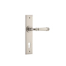 IVER Verona Door Lever Handle On Chamfered Backplate | Entrance Lever Set Only | 9 Finishes - Satin Nickel