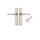 IVER Verona Door Lever Handle On Chamfered Backplate | Passage Kit | 9 Finishes - Satin Nickel