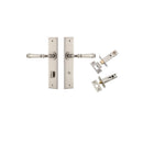 IVER Verona Door Lever Handle On Chamfered Backplate | Separate Privacy Kit | 9 Finishes - Satin Nickel