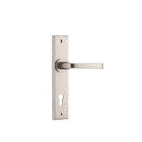 IVER Annecy Door Lever Handle On Chamfered Backplate | Entrance Lever Set Only | 9 Finishes - Satin Nickel
