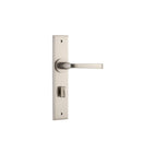 IVER Annecy Door Lever Handle On Chamfered Backplate | Privacy Lever Set Only | 9 Finishes - Satin Nickel