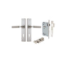 IVER Brunswick Door Lever Handle On Chamfered Backplate | Entrance Kit (Key/Thumb) | 6 Finishes - Satin Nickel