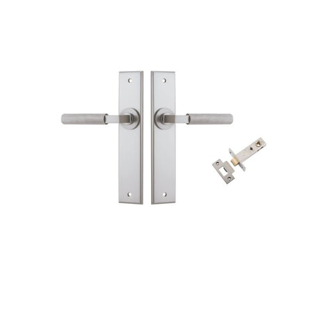 IVER Brunswick Door Lever Handle On Chamfered Backplate | Passage Kit | 6 Finishes - Satin Nickel
