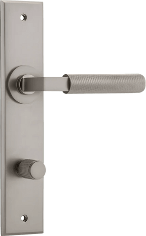 IVER Brunswick Door Lever Handle On Chamfered Backplate | Privacy Lever Set Only | 6 Finishes - Satin Nickel