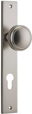 IVER Paddington Door Knob On Rectangular Backplate | Entrance Lever Set Only | 9 Finishes - Satin Nickel