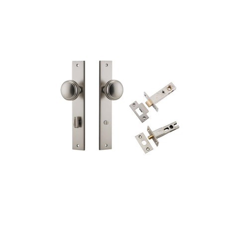 IVER Paddington Door Knob On Rectangular Backplate | Separate Privacy Kit | 9 Finishes - Satin Nickel