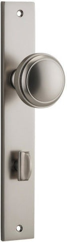 IVER Paddington Door Knob On Rectangular Backplate | Privacy Lever Set Only | 9 Finishes - Satin Nickel