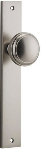 IVER Paddington Door Knob On Rectangular Backplate | Passage Lever Set Only | 9 Finishes - Satin Nickel