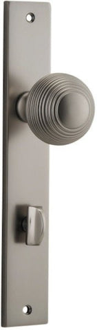 IVER Guildford Door Knob On Rectangular Backplate | Privacy Lever Set Only | 9 Finishes - Satin Nickel