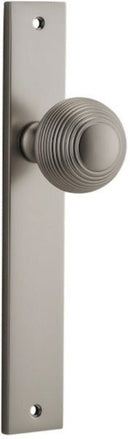 IVER Guildford Door Knob On Rectangular Backplate | Passage Lever Set Only | 9 Finishes - Satin Nickel