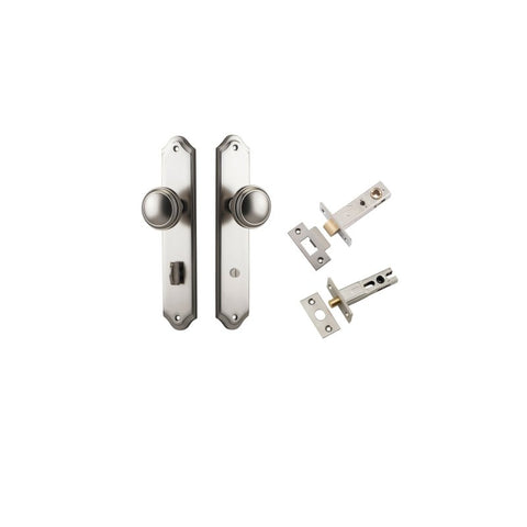 IVER Paddington Door Knob On Shouldered Backplate | Separate Privacy Kit | 9 Finishes - Satin Nickel
