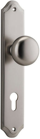 IVER Cambridge Door Knob On Shouldered Backplate | Entrance Lever Set Only | 9 Finishes - Satin Nickel