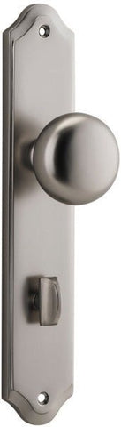 IVER Cambridge Door Knob On Shouldered Backplate | Privacy Lever Set Only | 9 Finishes - Satin Nickel