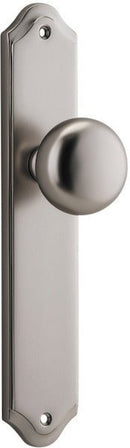 IVER Cambridge Door Knob On Shouldered Backplate | Passage Lever Set Only | 9 Finishes - Satin Nickel