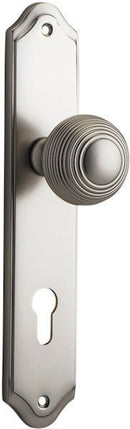 IVER Guildford Door Knob On Shouldered Backplate | Entrance Lever Set Only | 9 Finishes - Satin Nickel