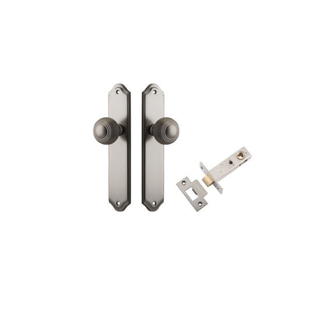 IVER Guildford Door Knob On Shouldered Backplate | Passage Kit | 8 Finishes - Satin Nickel